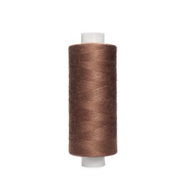 Spool of brown sewing thread isolated on white