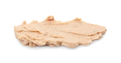 Smear of delicious liverwurst isolated on white
