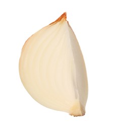 Photo of Cut fresh ripe onion isolated on white