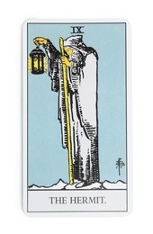 The Hermit isolated on white. Tarot card