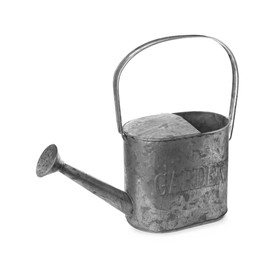 Photo of Vintage metal watering can isolated on white