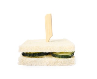 Tasty fresh cucumber sandwich isolated on white