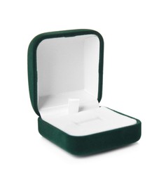 Empty stylish ring box isolated on white