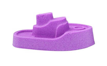 Photo of Ship made of kinetic sand on white background