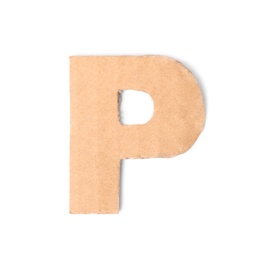 Photo of Letter P made of cardboard on white background