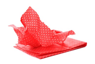 Red reusable beeswax food wraps on white background