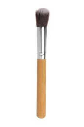 Makeup brush with wooden handle isolated on white