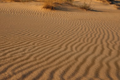 Beautiful view of sand in desert on sunny day