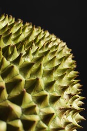 Closeup view of ripe durian on black background