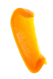 Slice of orange bell pepper isolated on white