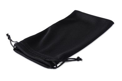 Photo of Black cloth sunglasses bag isolated on white