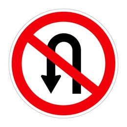 Traffic sign NO U-TURNS on white background, illustration