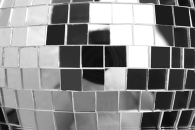 Bright shiny disco ball as background, closeup