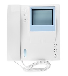 Intercom base station with handset isolated on white