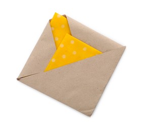 Packed yellow reusable beeswax food wraps on white background, top view