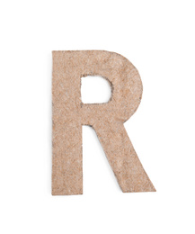 Letter R made of cardboard isolated on white