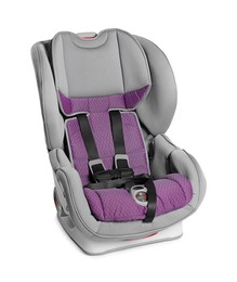 Photo of Empty modern child safety car seat on white background