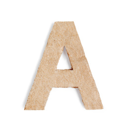 Letter A made of cardboard isolated on white