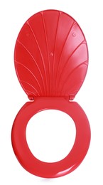 New red plastic toilet seat isolated on white