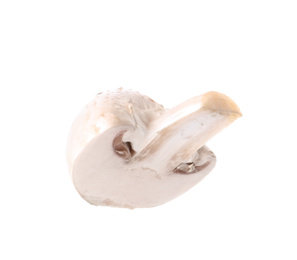 Photo of Piece of fresh champignon mushroom isolated on white