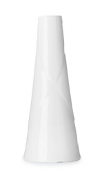 Stylish empty ceramic vase isolated on white