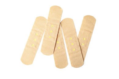 Medical sticking plasters isolated on white. First aid item