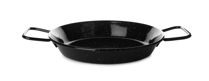 New black stir-fry pan isolated on white