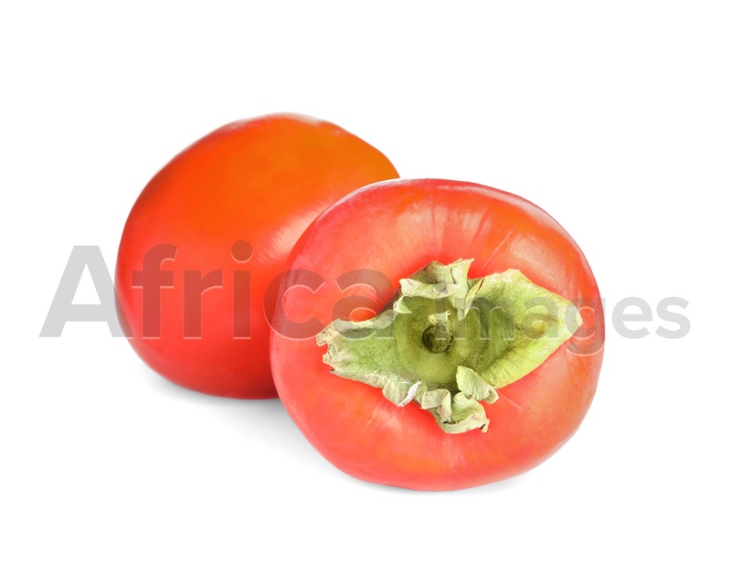 Delicious fresh ripe persimmons isolated on white