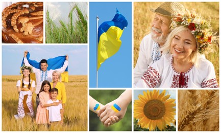 Collage with different beautiful photos devoted to Ukrainian culture