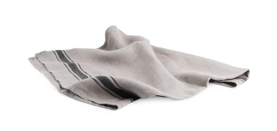 Photo of New grey fabric napkin on white background