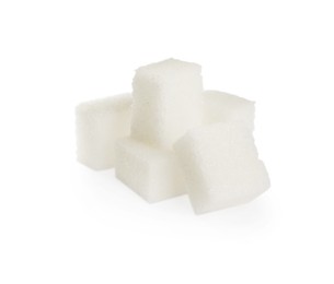 Cubes of refined sugar isolated on white