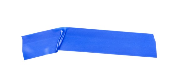 Piece of blue insulating tape isolated on white, top view