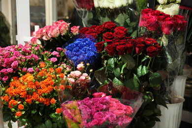 Assortment of beautiful flowers at wholesale market