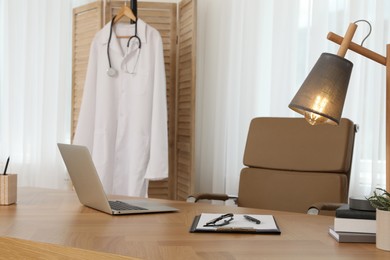 Modern doctor's workplace in stylish office. Interior design