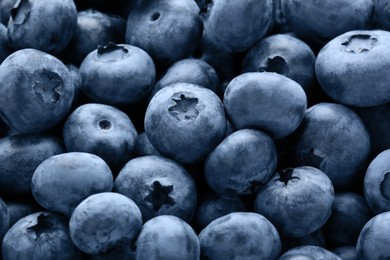 Tasty fresh ripe blueberries as background, closeup