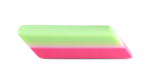 New bright eraser isolated on white. School stationery