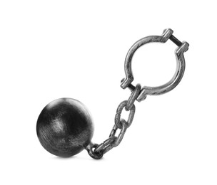 Prisoner ball with chain on white background