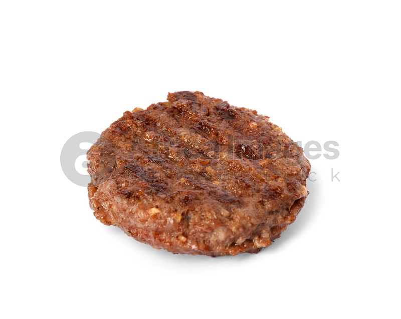Grilled meat cutlet for burger isolated on white