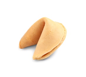 Traditional homemade fortune cookie isolated on white