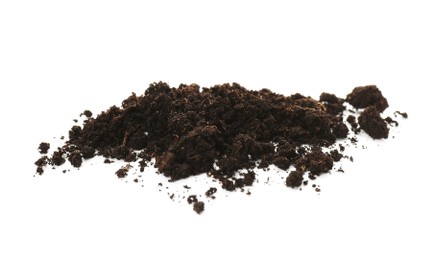Pile of soil on white background. Fertile ground