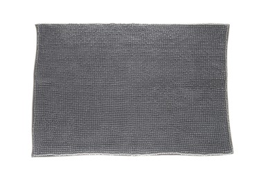 Soft grey bath mat isolated on white, top view
