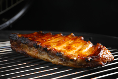 Delicious ribs on barbecue grill. Yummy meat