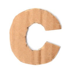 Photo of Letter C made of cardboard on white background