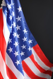 National flag of America on black background. Memorial day celebration