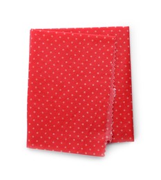 Red reusable beeswax food wrap on white background, top view