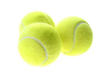 Bright yellow tennis balls isolated on white