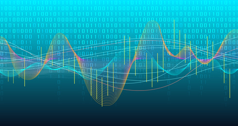 Futuristic dashboard of business analytics information. Digital graphics on light blue background