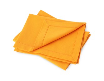 New clean orange cloth napkins isolated on white