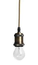 New incandescent light bulb for lamp on white background