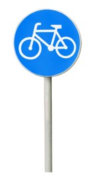 Road sign route for bicycles isolated on white
